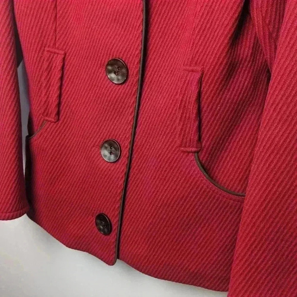 SOÏA & KYO women Pea  Coat red color size small Made in Canada Wool+Nylon - Picture 2 of 12